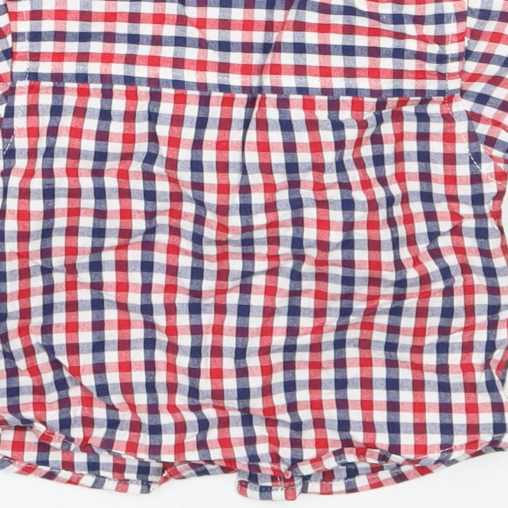 M&Co Boys Red Check  Basic Button-Up Size 3-6 Months