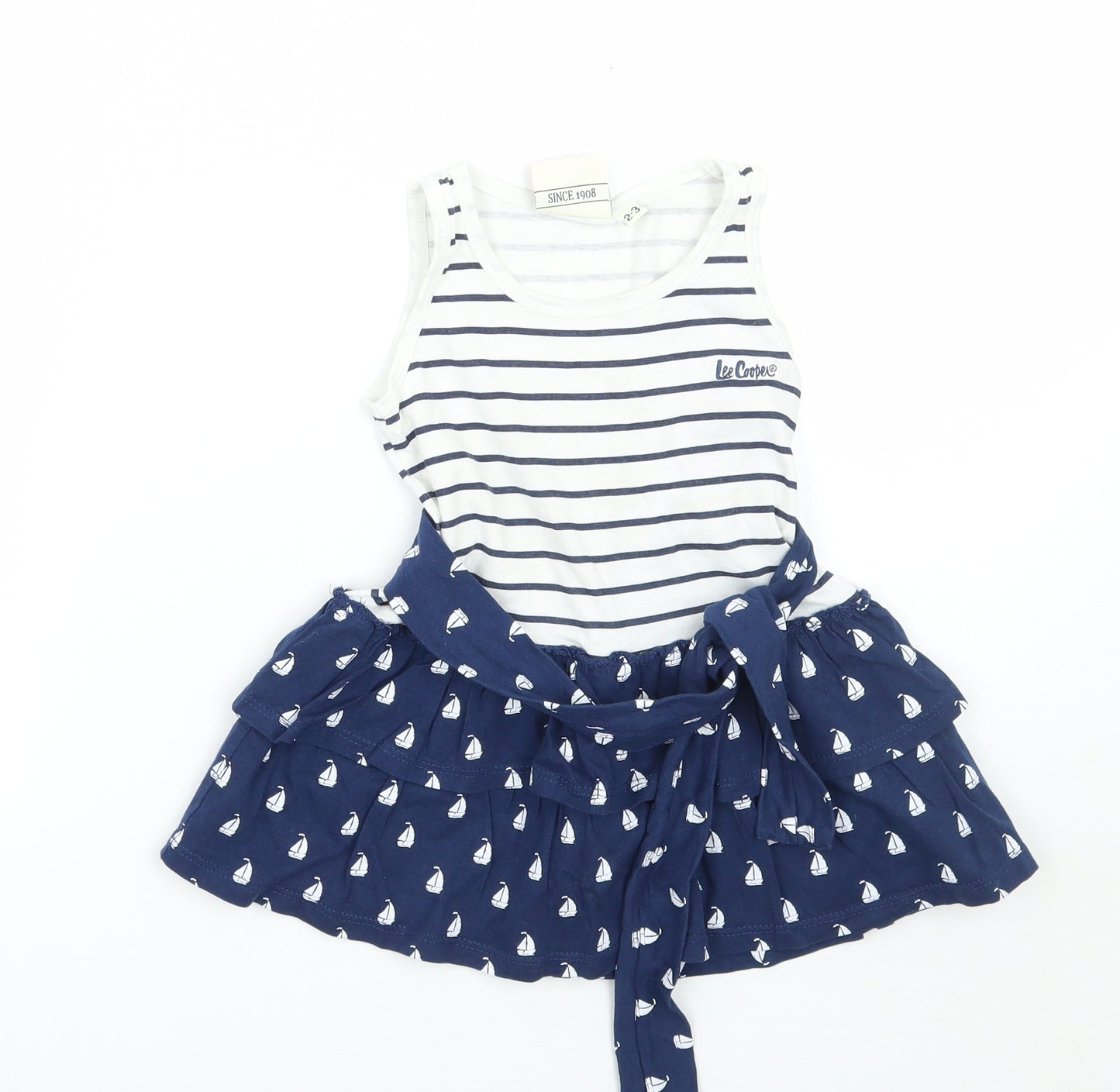 Lee Cooper Girls White Striped  A-Line  Size 2-3 Years