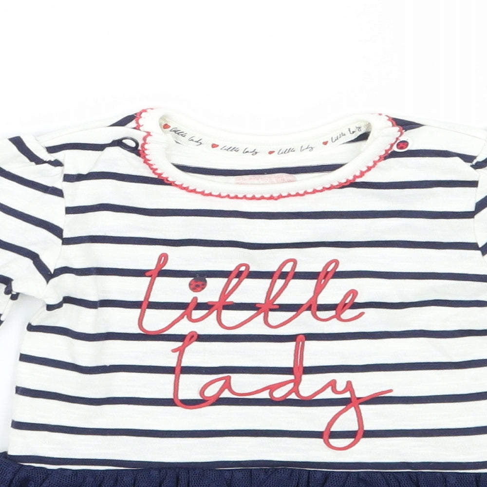 Mothercare Girls White Striped  Babygrow One-Piece Size 0-3 Months