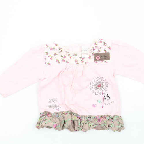 NEXT Girls Pink Floral  Basic T-Shirt Size 3-6 Months