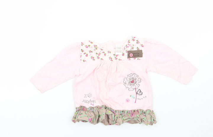 NEXT Girls Pink Floral  Basic T-Shirt Size 3-6 Months