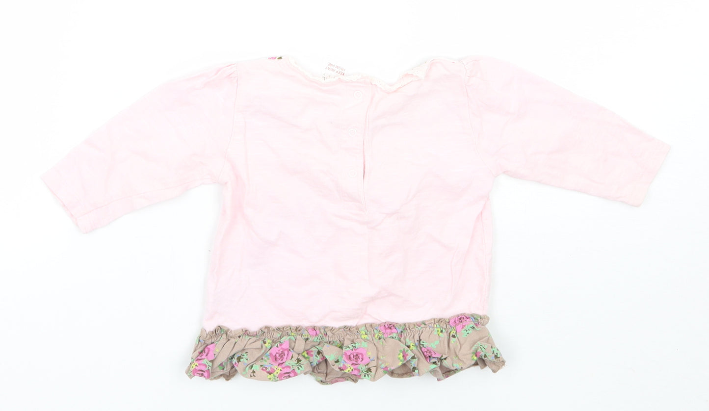 NEXT Girls Pink Floral  Basic T-Shirt Size 3-6 Months
