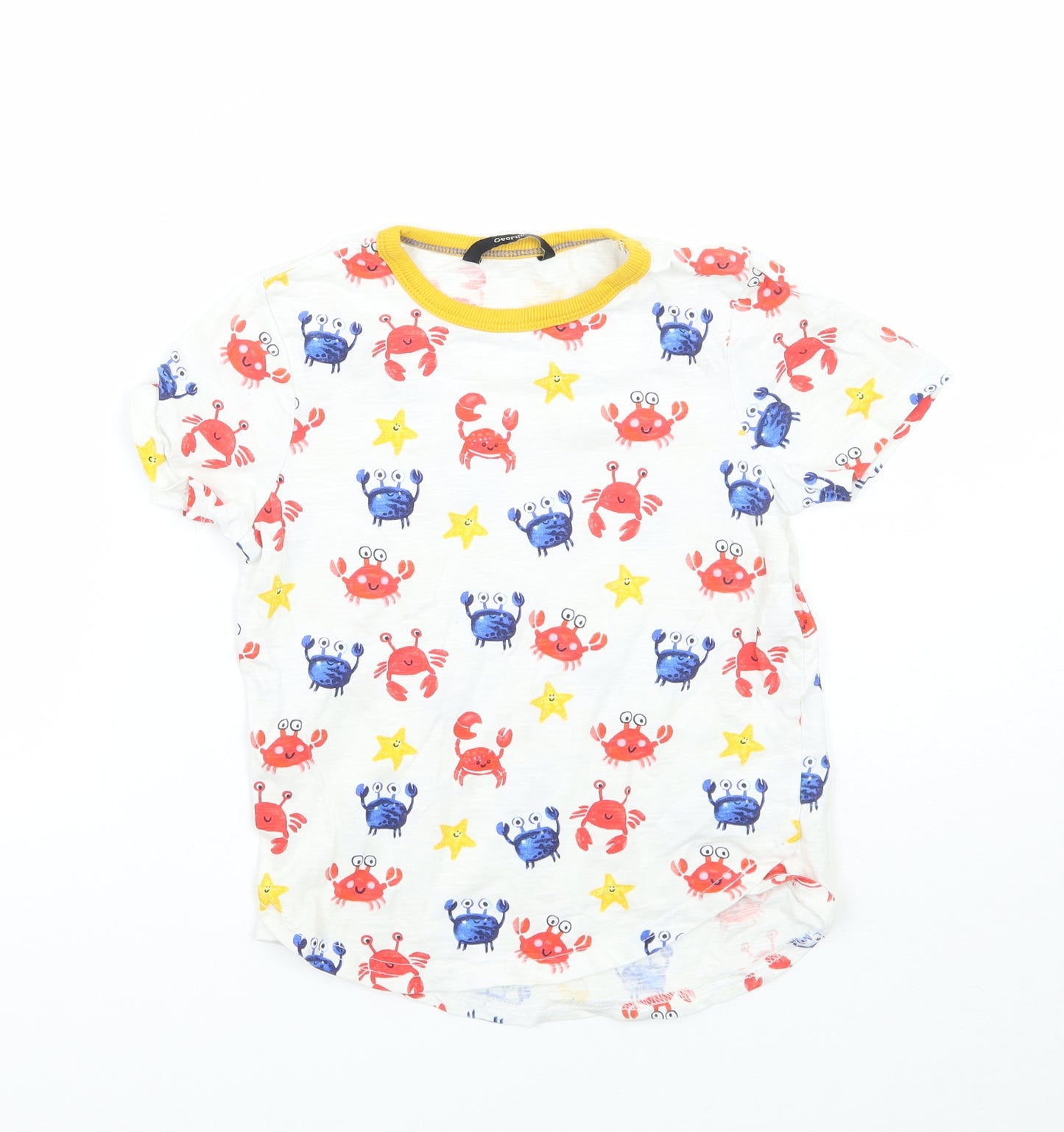 George Boys White Geometric  Basic T-Shirt Size 4-5 Years