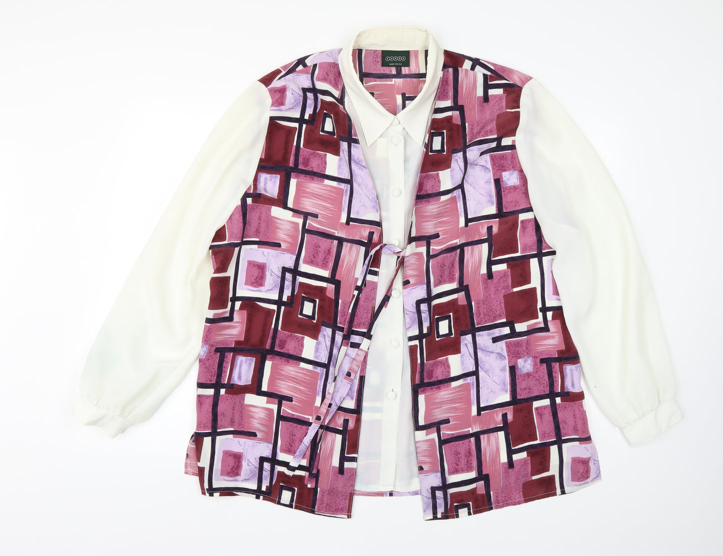 canda Womens Multicoloured Geometric  Basic Button-Up Size 22