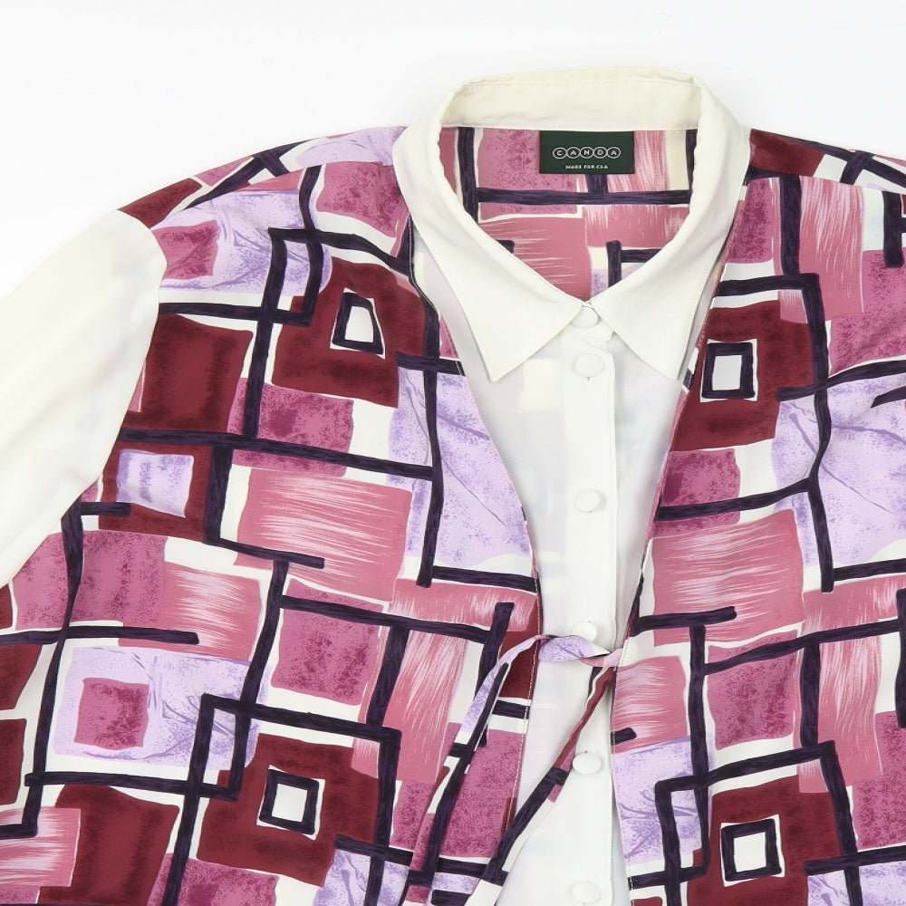 canda Womens Multicoloured Geometric  Basic Button-Up Size 22