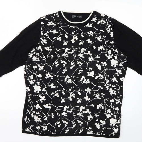 Preworn Womens Black Floral  Pullover Jumper Size M