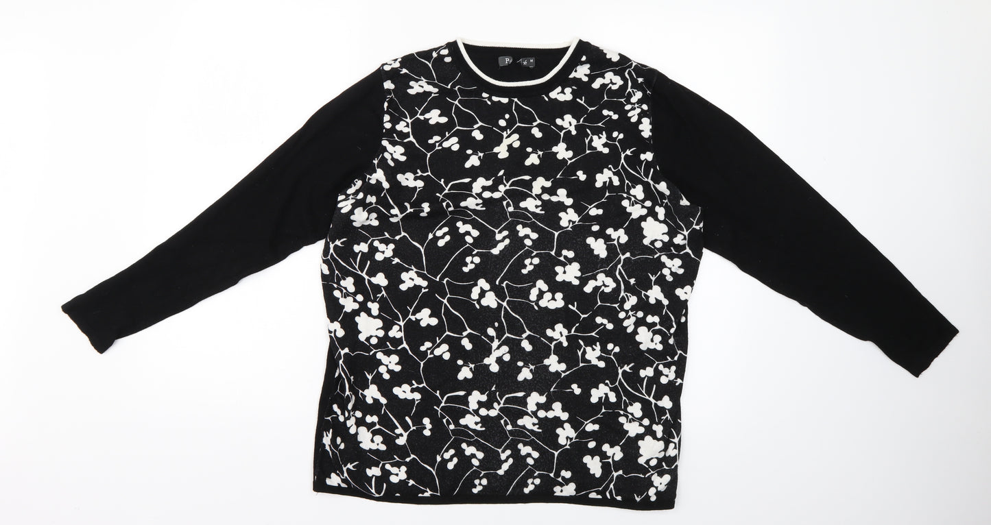 Preworn Womens Black Floral  Pullover Jumper Size M