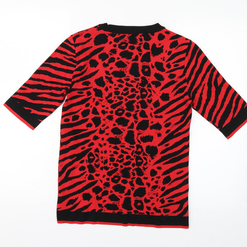 NEXT Womens Red Animal Print  Pullover Jumper Size 10