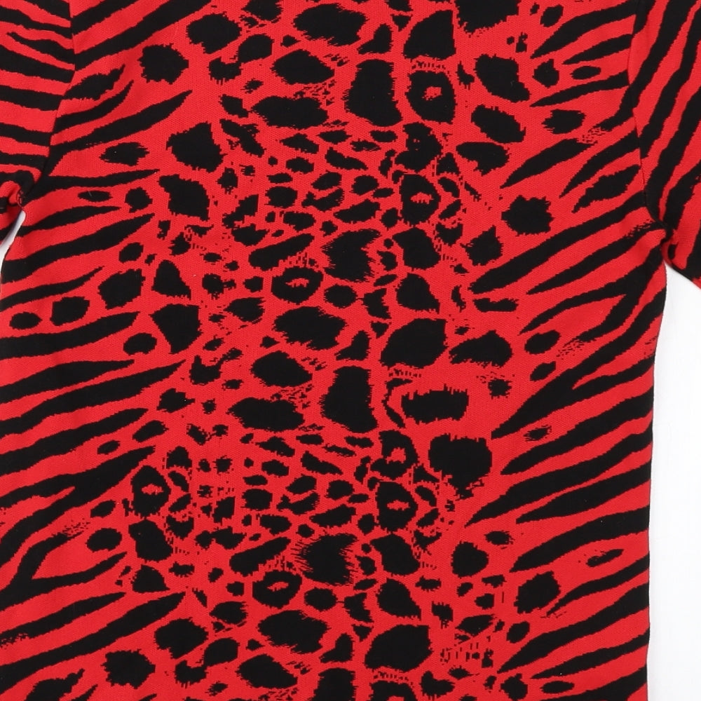NEXT Womens Red Animal Print  Pullover Jumper Size 10