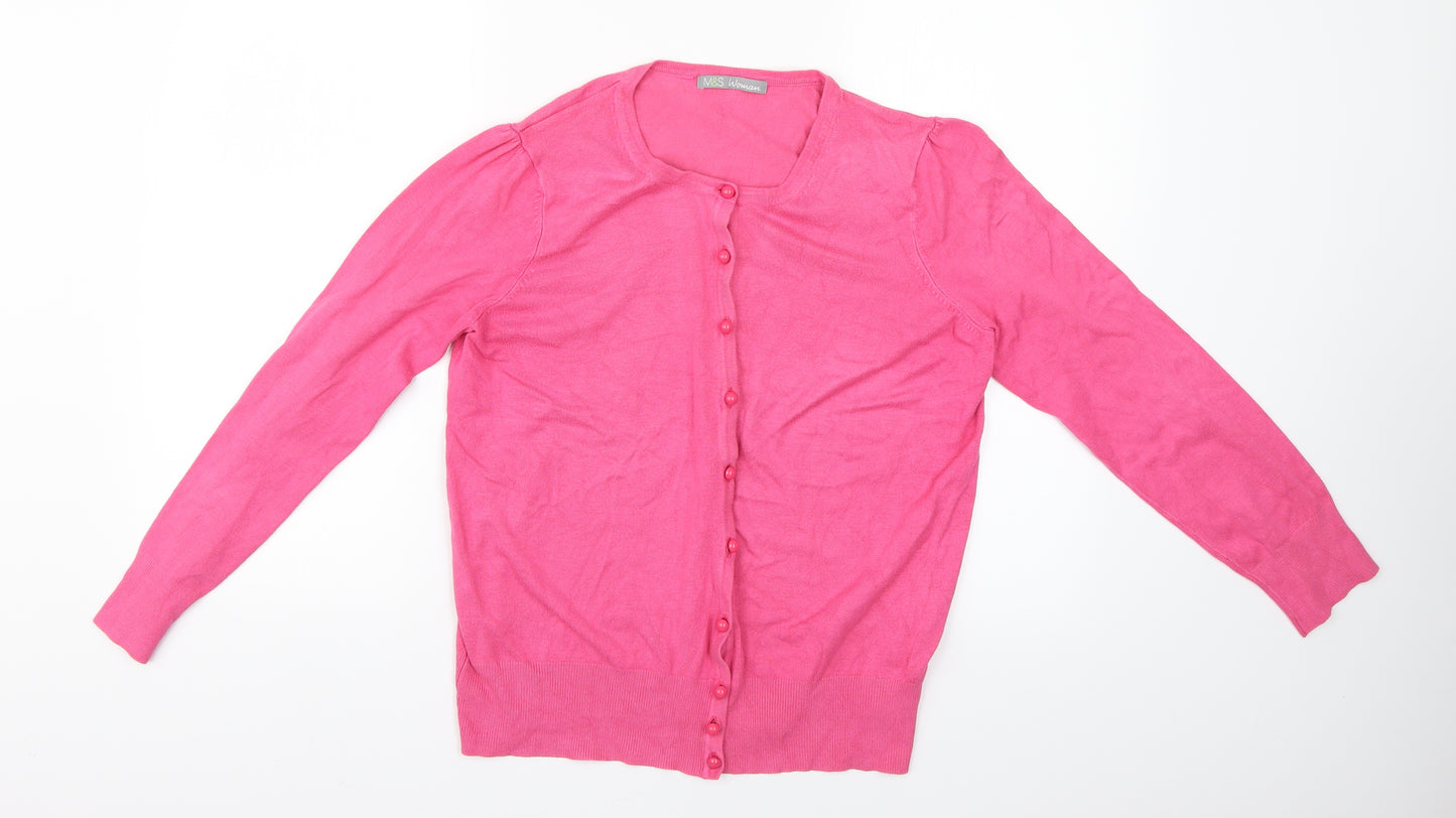 Marks and Spencer Womens Pink   Cardigan Jumper Size 16