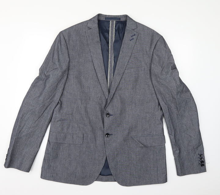 Marks and Spencer Mens Grey Striped  Jacket Suit Jacket Size L