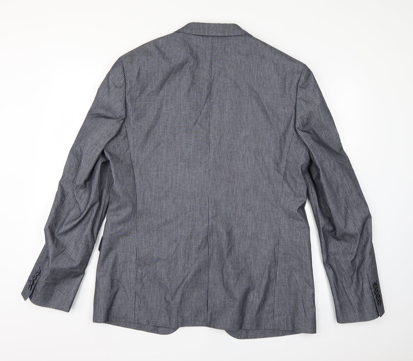 Marks and Spencer Mens Grey Striped  Jacket Suit Jacket Size L