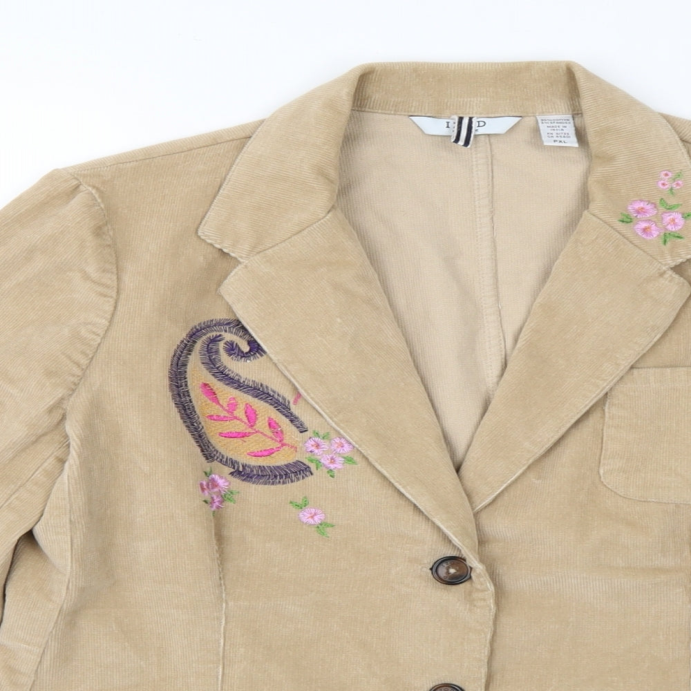 IZOD Womens Beige Floral  Jacket Blazer Size XL