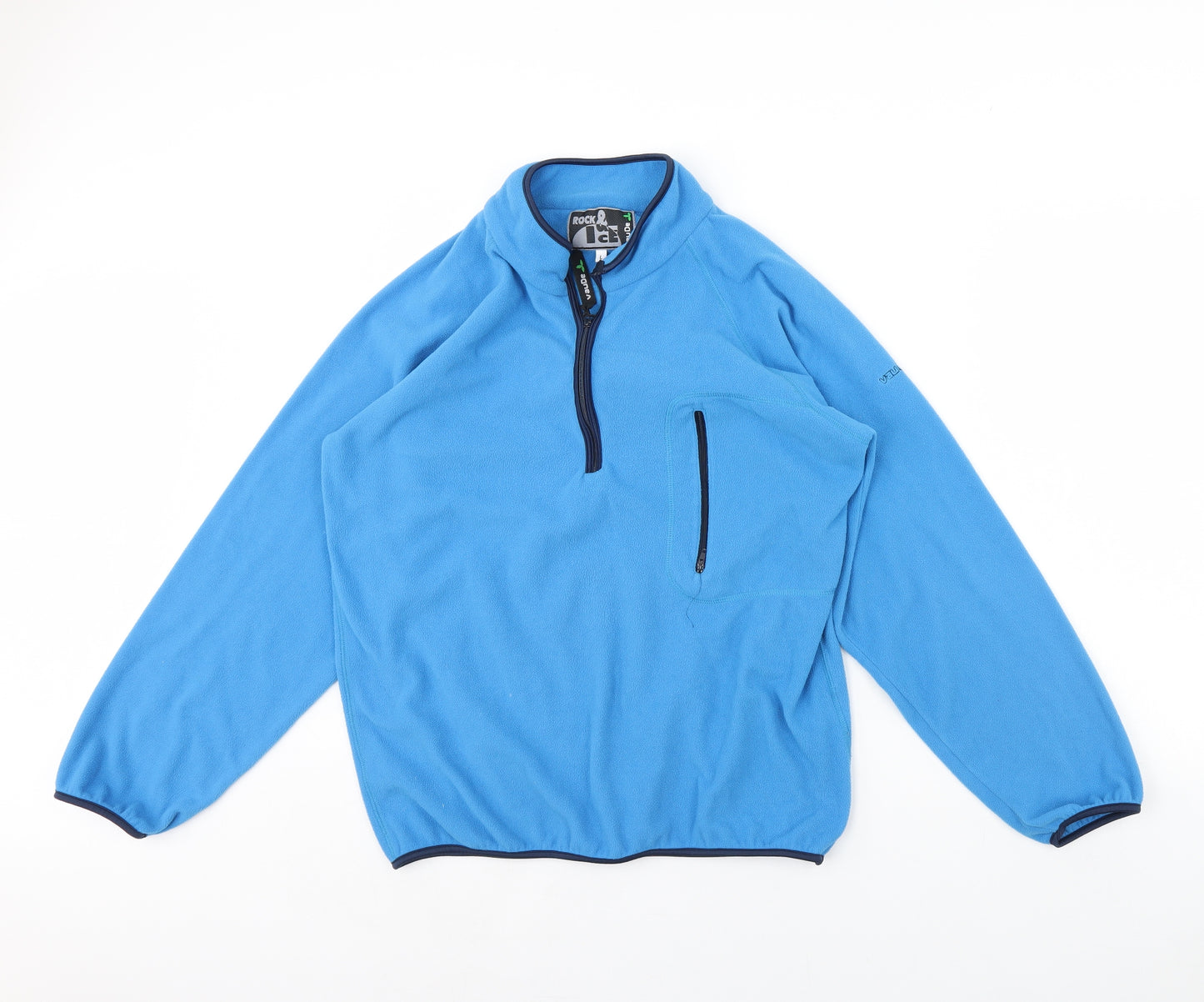 rock & ice Mens Blue  Fleece Henley Jumper Size L