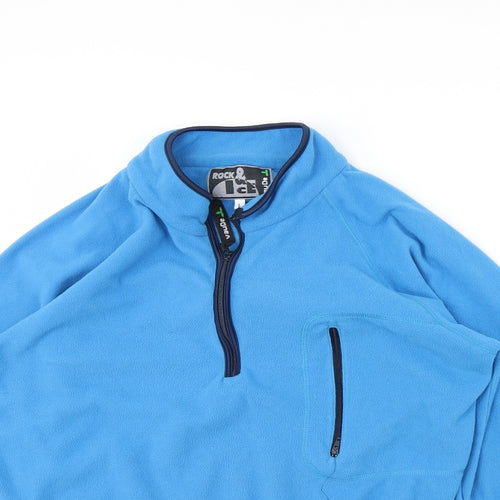 rock & ice Mens Blue  Fleece Henley Jumper Size L