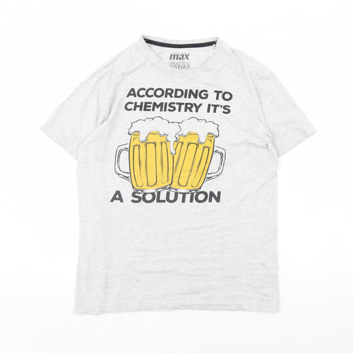 max Mens Grey    T-Shirt Size M  - Beer