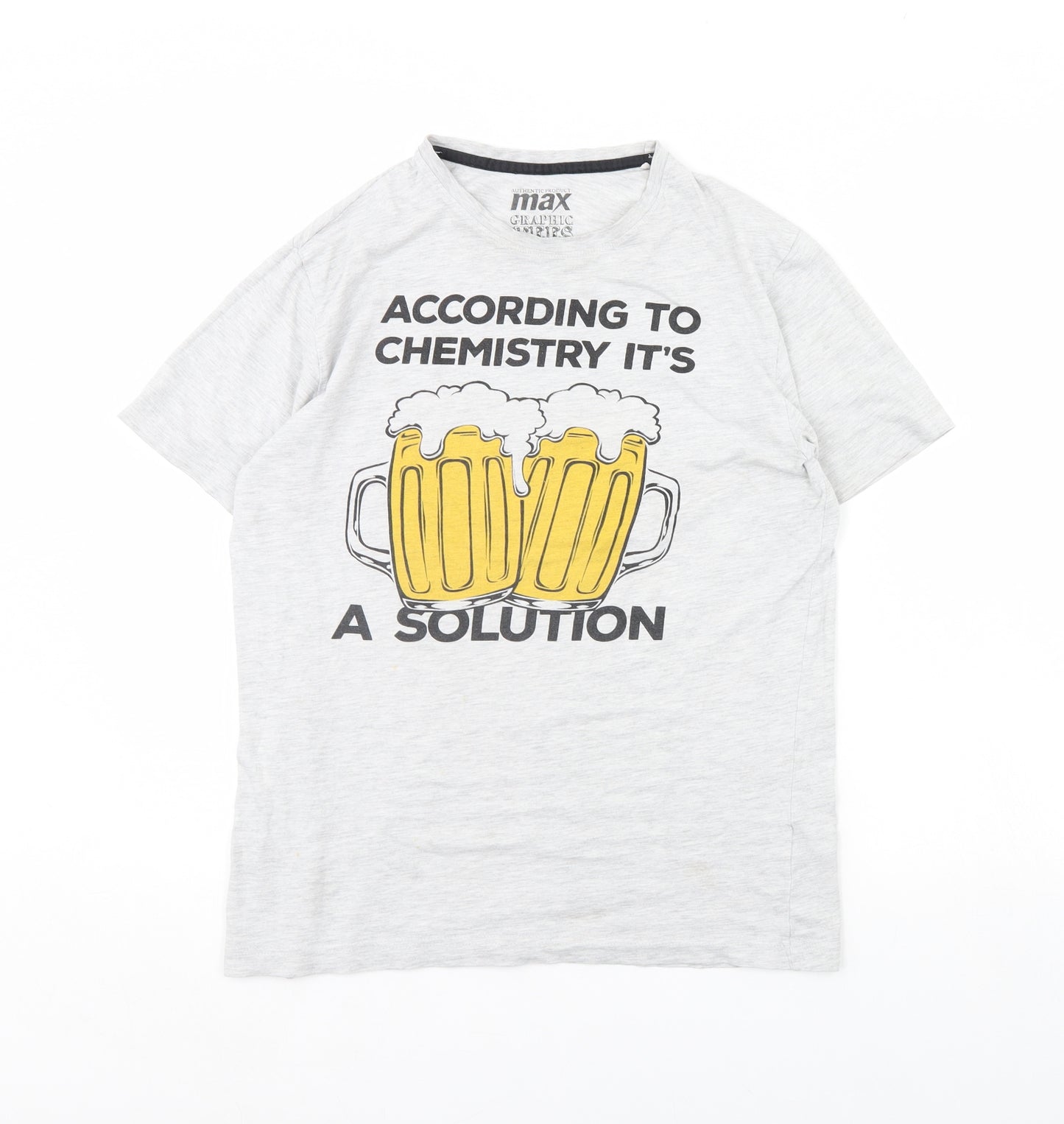 max Mens Grey    T-Shirt Size M  - Beer