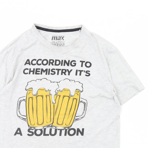 max Mens Grey    T-Shirt Size M  - Beer