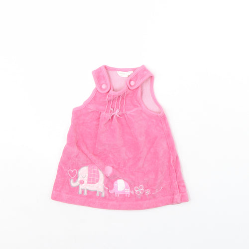 M&Co Girls Pink  Corduroy Pinafore/Dungaree Dress  Size 0-3 Months