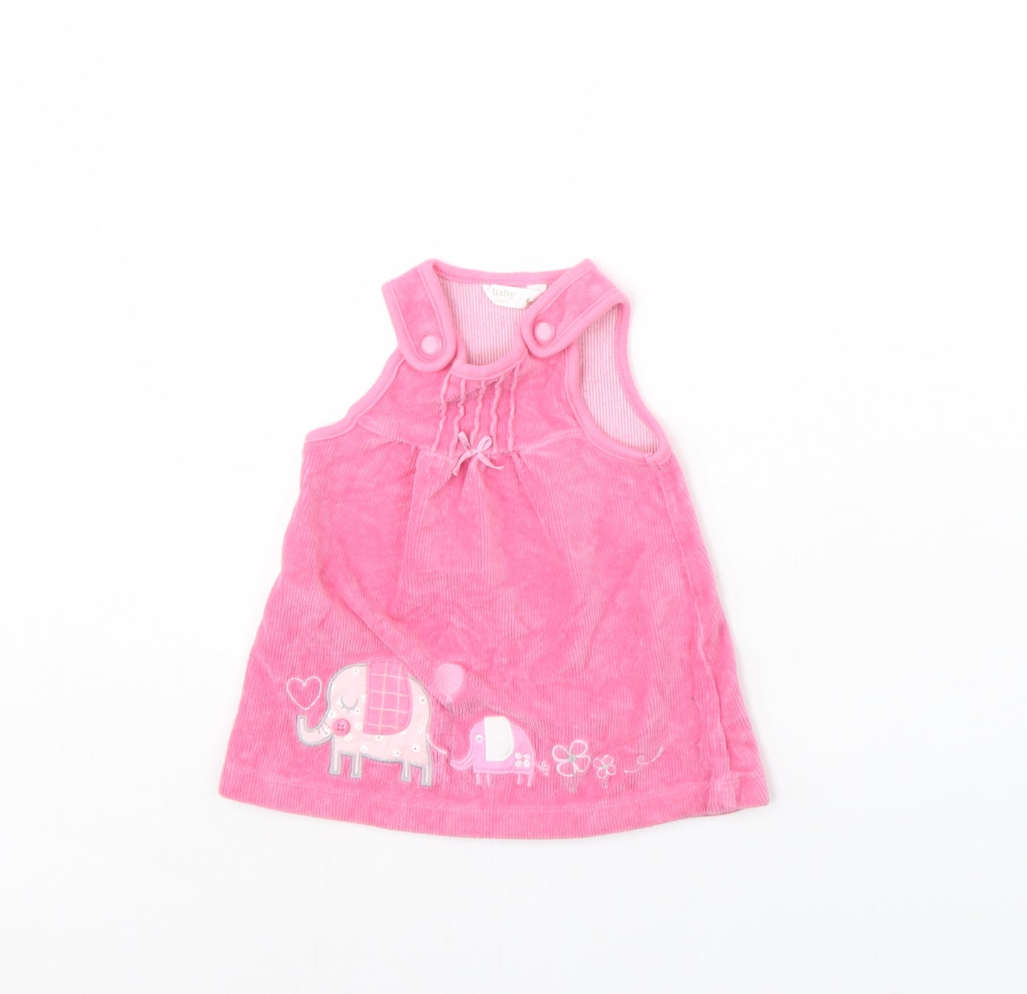 M&Co Girls Pink  Corduroy Pinafore/Dungaree Dress  Size 0-3 Months