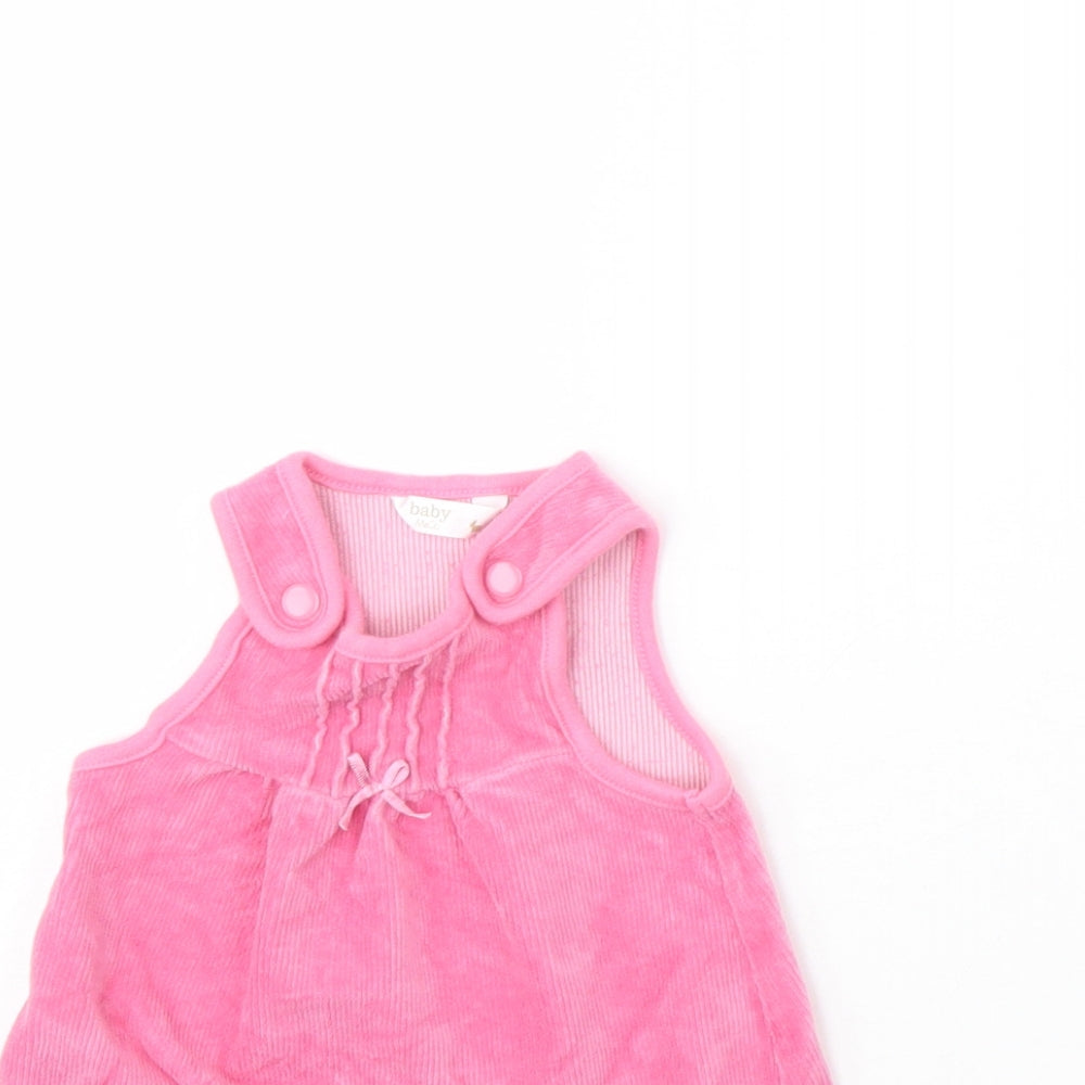 M&Co Girls Pink  Corduroy Pinafore/Dungaree Dress  Size 0-3 Months