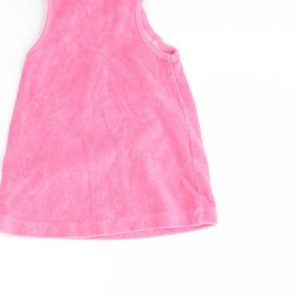 M&Co Girls Pink  Corduroy Pinafore/Dungaree Dress  Size 0-3 Months