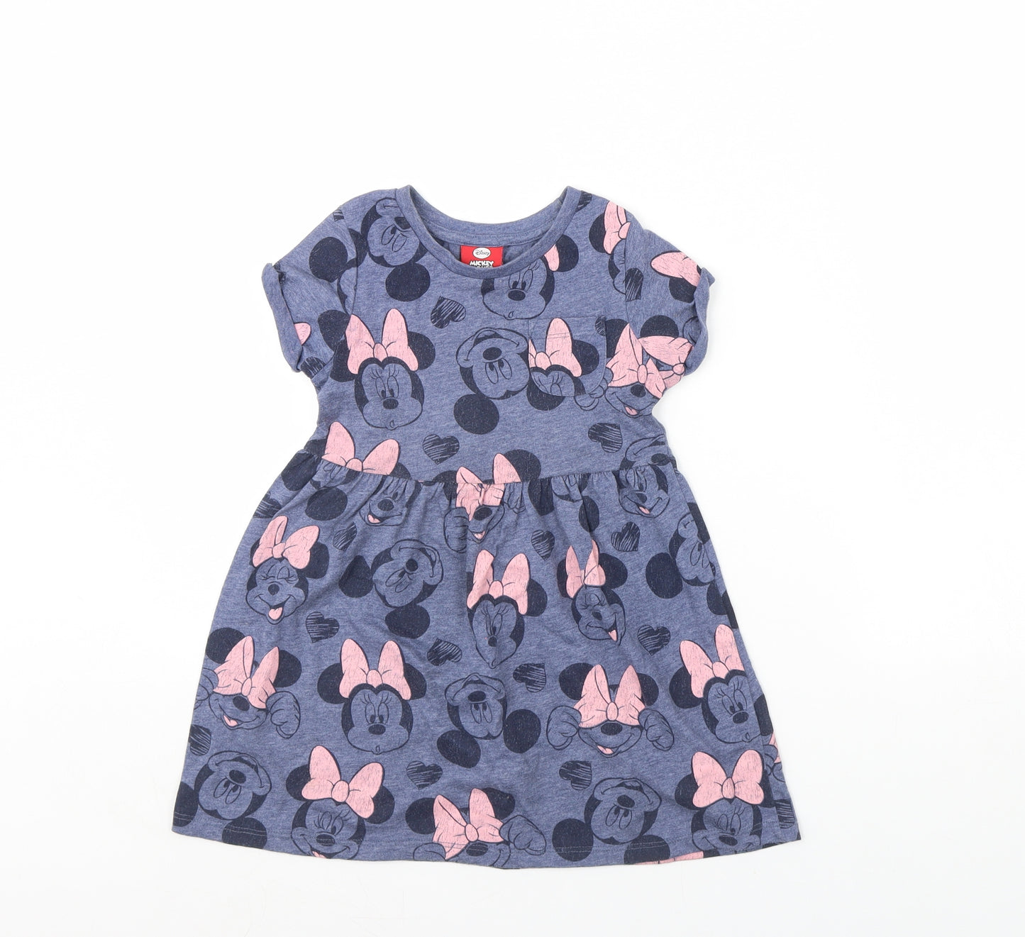 TU Girls Blue Spotted  Fit & Flare  Size 2 Years  - Minnie mouse