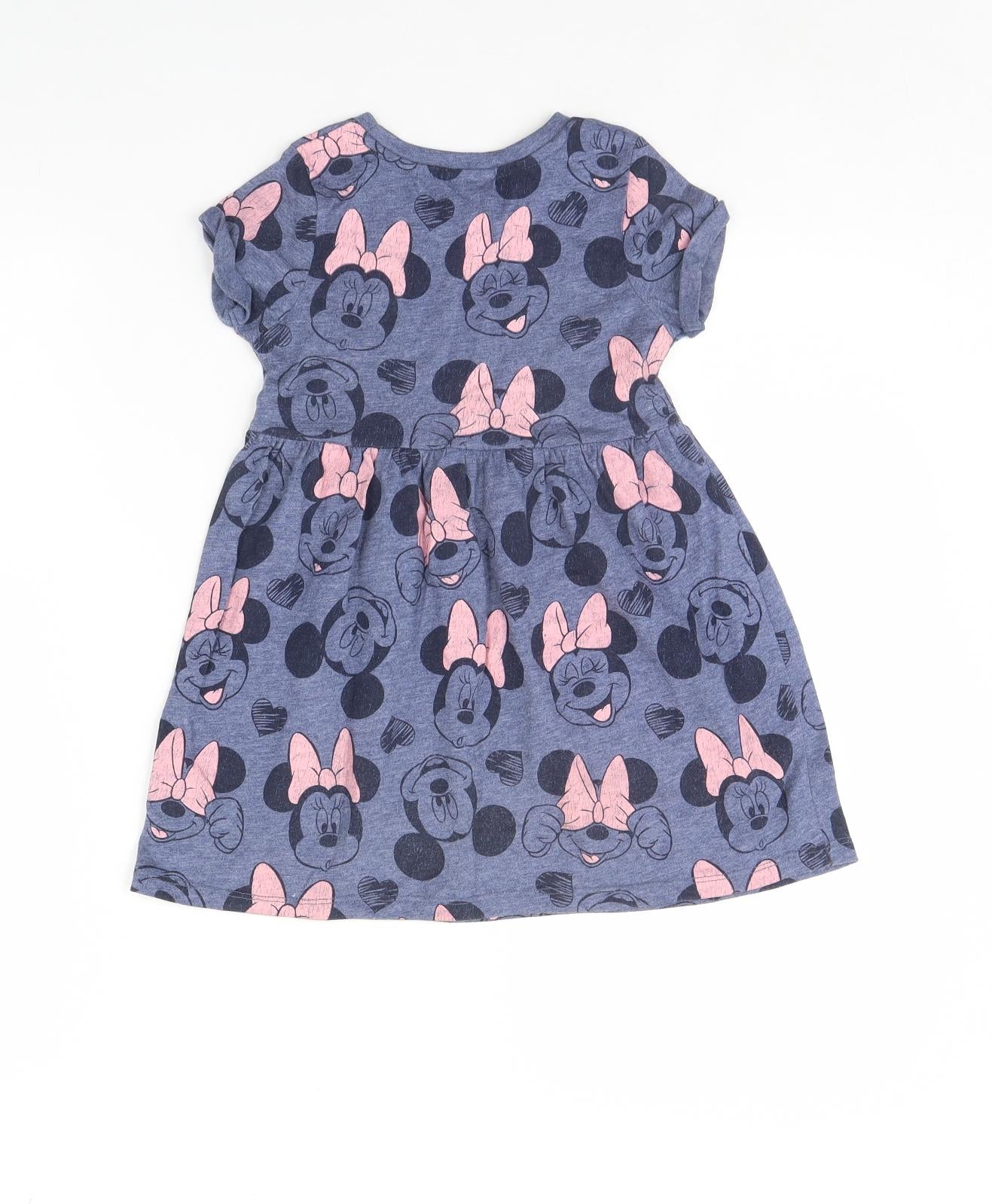 TU Girls Blue Spotted  Fit & Flare  Size 2 Years  - Minnie mouse