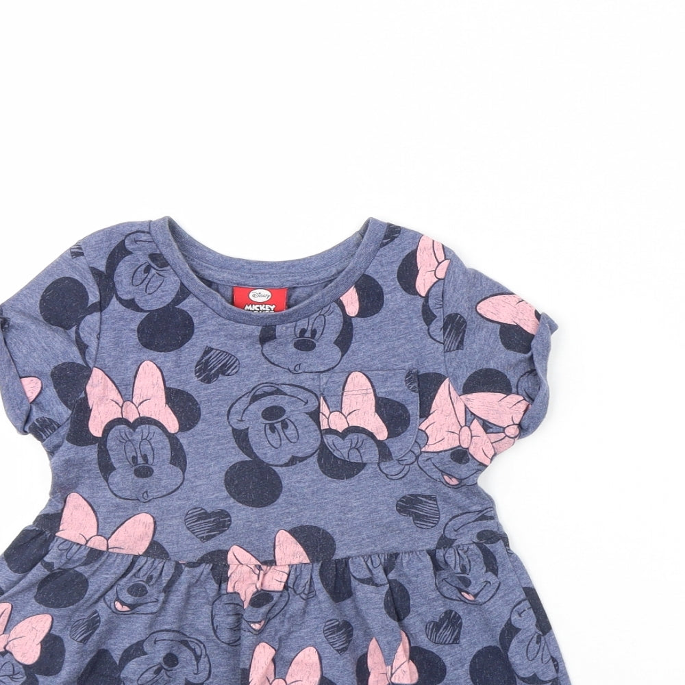 TU Girls Blue Spotted  Fit & Flare  Size 2 Years  - Minnie mouse
