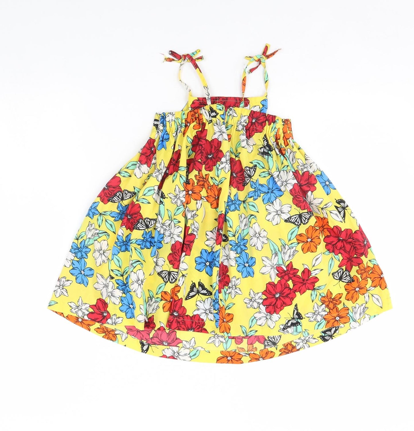 Preworn Girls Yellow Floral  Fit & Flare  Size 2 Years