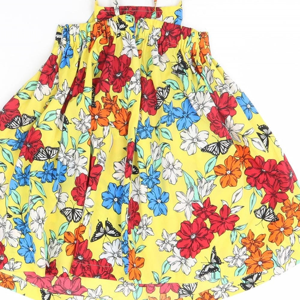 Preworn Girls Yellow Floral  Fit & Flare  Size 2 Years
