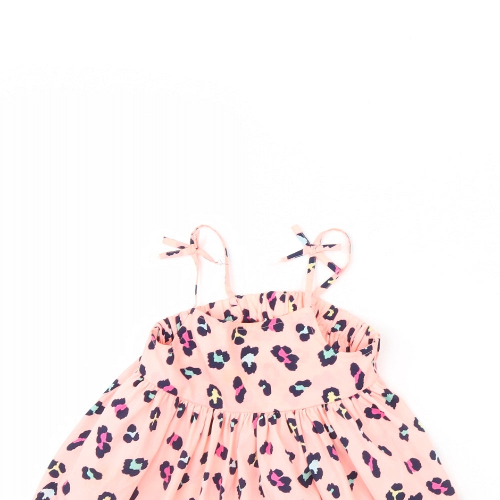 Preworn Girls Pink Animal Print  Shift  Size 3 Years