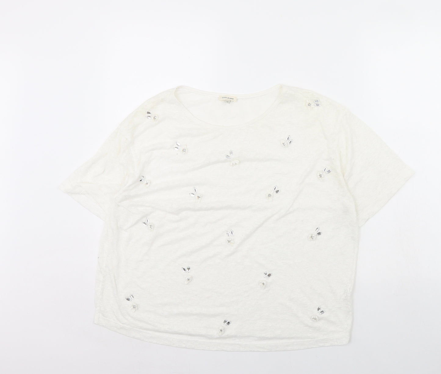 River Island Womens White   Basic T-Shirt Size 14