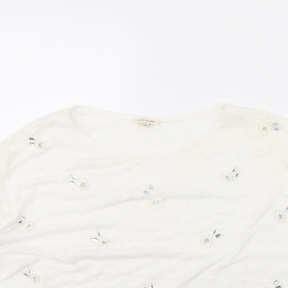 River Island Womens White   Basic T-Shirt Size 14