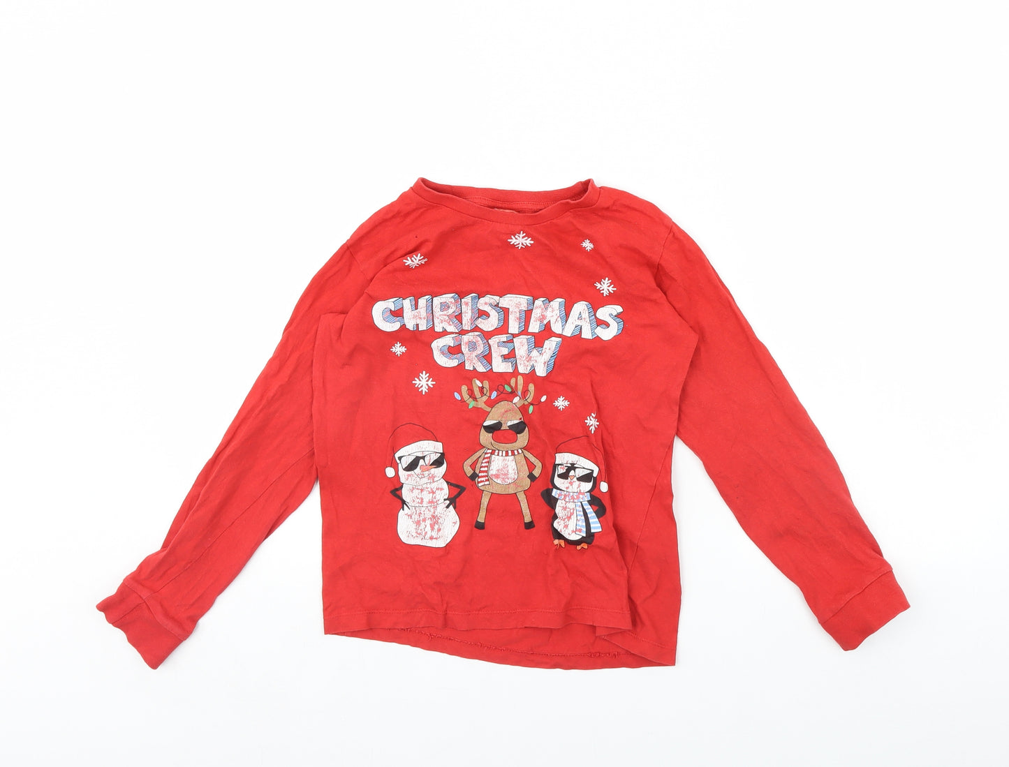 Preworn Girls Red   Basic T-Shirt Size 10 Years  - Christmas