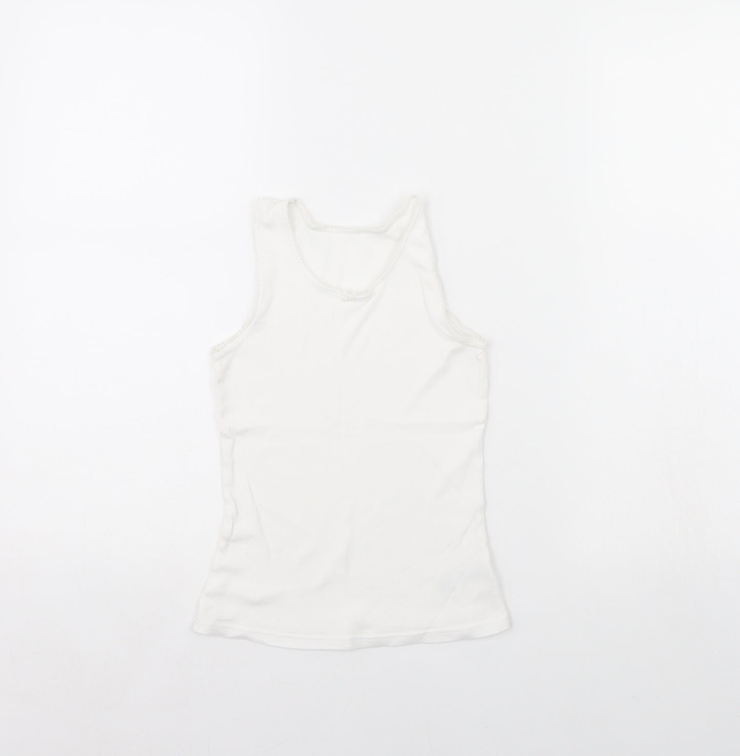 m&s Girls White   Camisole Tank Size 7 Years