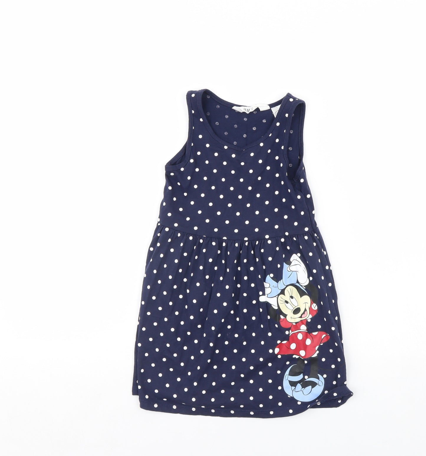 H&M Girls Blue Polka Dot  Fit & Flare  Size 2 Years  - Minnie mouse