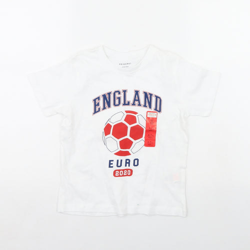 Primark Boys White   Basic T-Shirt Size 6 Years  - England