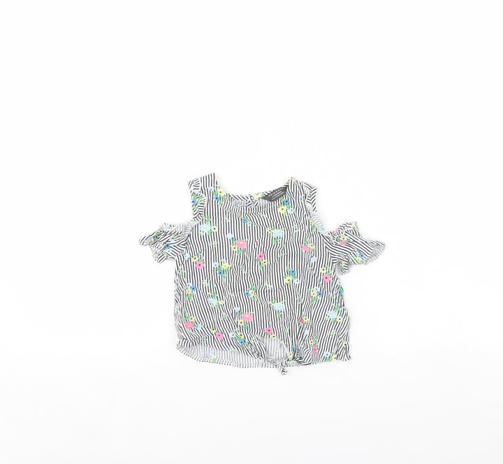 Primark Girls White Striped  Basic Blouse Size 2 Years