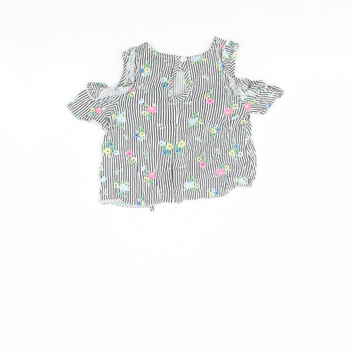 Primark Girls White Striped  Basic Blouse Size 2 Years