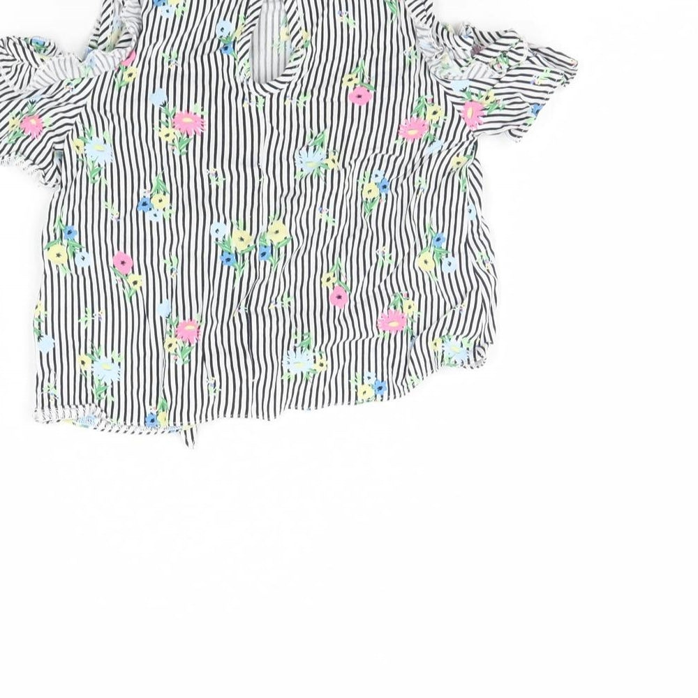 Primark Girls White Striped  Basic Blouse Size 2 Years