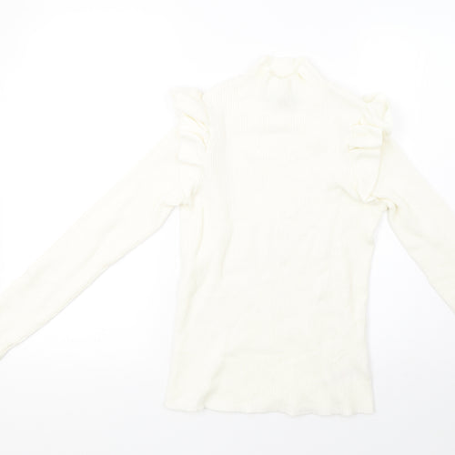 F&F Womens White  Knit Pullover Sweatshirt Size 12