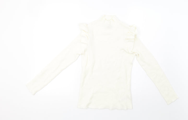 F&F Womens White Knit Pullover Sweatshirt Size 12