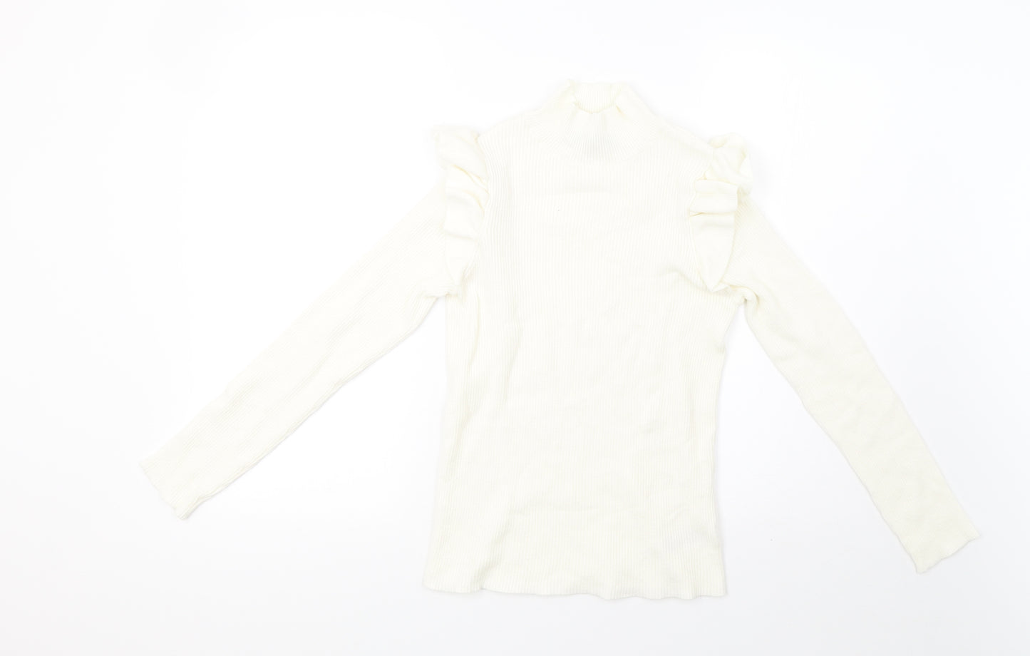 F&F Womens White  Knit Pullover Sweatshirt Size 12