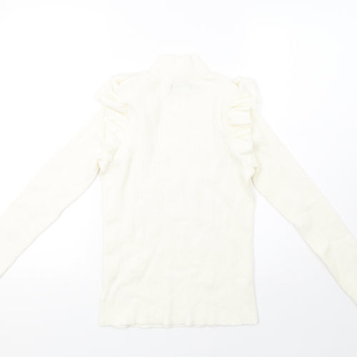 F&F Womens White  Knit Pullover Sweatshirt Size 12