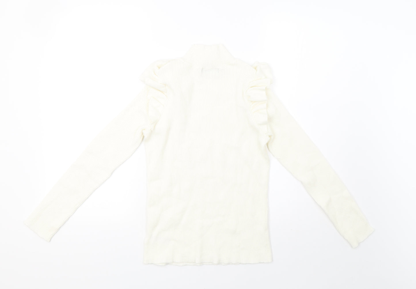 F&F Womens White  Knit Pullover Sweatshirt Size 12