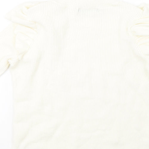 F&F Womens White  Knit Pullover Sweatshirt Size 12
