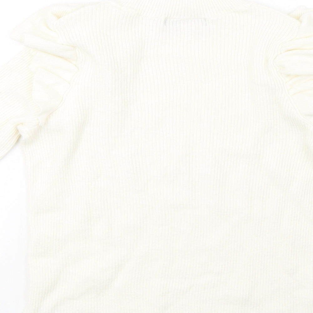 F&F Womens White  Knit Pullover Sweatshirt Size 12