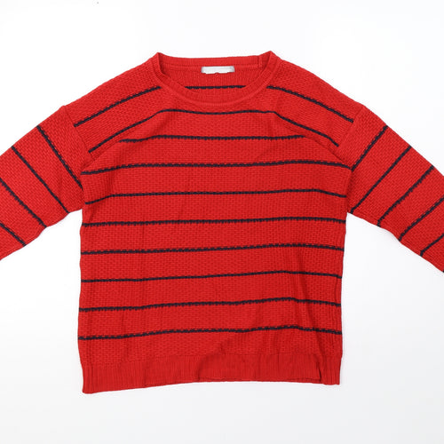 Marks and Spencer Womens Red Striped Knit Pullover Sweatshirt Size 10