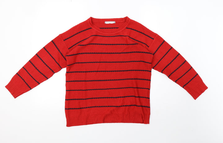 Marks and Spencer Womens Red Striped Knit Pullover Sweatshirt Size 10
